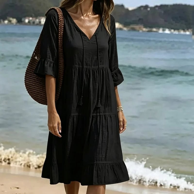 Women's Summer Tiered Tassel A-Line Dress