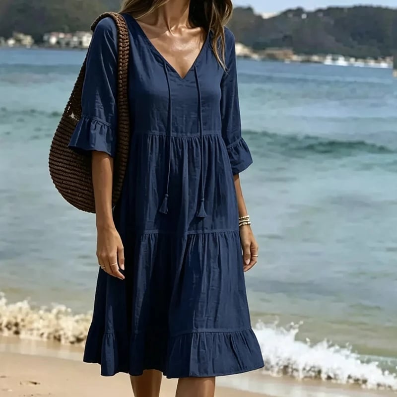 Women's Summer Tiered Tassel A-Line Dress