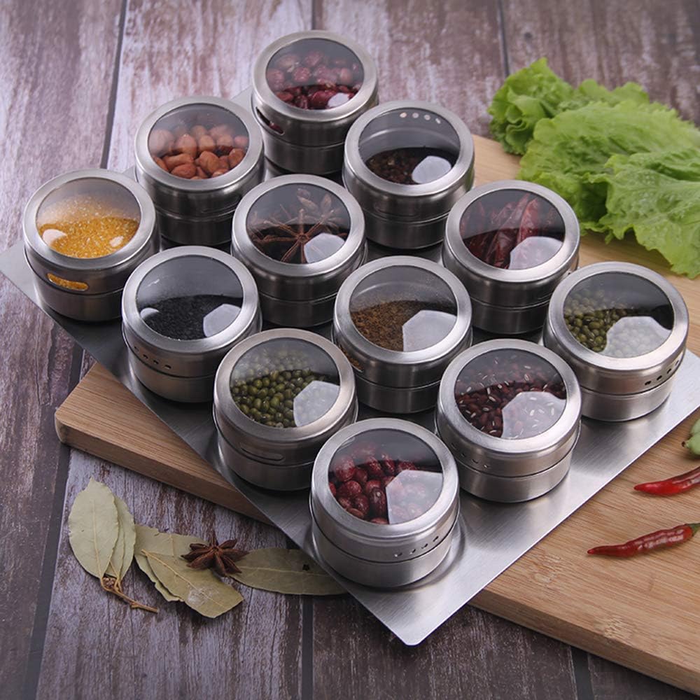 🔥🧂Stainless Steel Magnetic Spice Jars Set