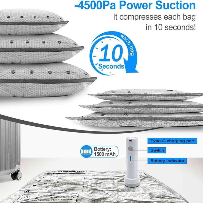 🔥Cordless Travel Vacuum Storage Bag Set