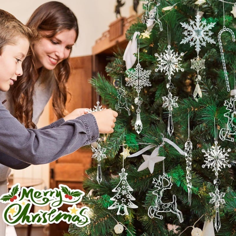 18pcs Crystal Christmas Ornaments for Christmas Tree Decorations