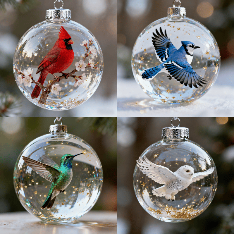 🔥LAST DAY 49 % OFF-🐦Nature’s Birds Crystal Glass Ornament Set(The 3D bird is inside the ball, in three dimensions.)