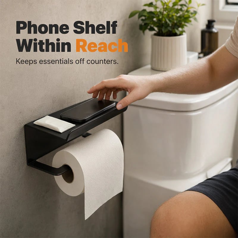⌛Limited-Time Offer-No Drill Carbon Steel Toilet Paper Holder