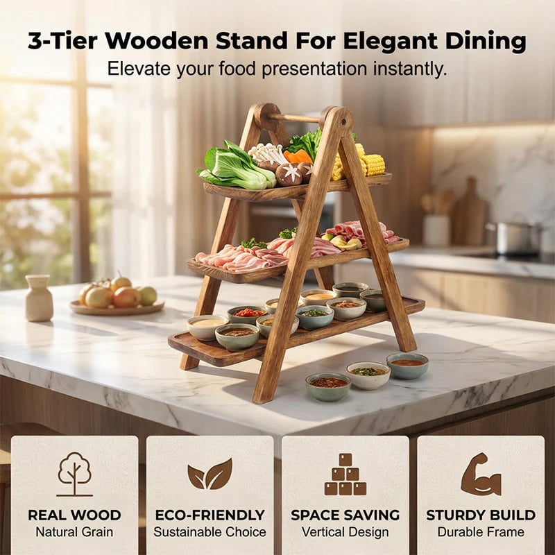 ⏰3-Tier Wooden Serving Tray