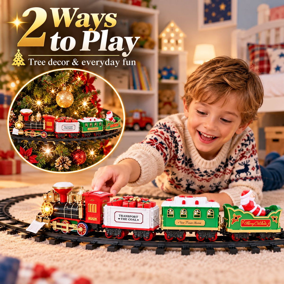 ✨Xmas Tree Hanging Loop Rail Train Ornament  Ideal for Family Christmas Tree Decor & Kids Holiday Gift