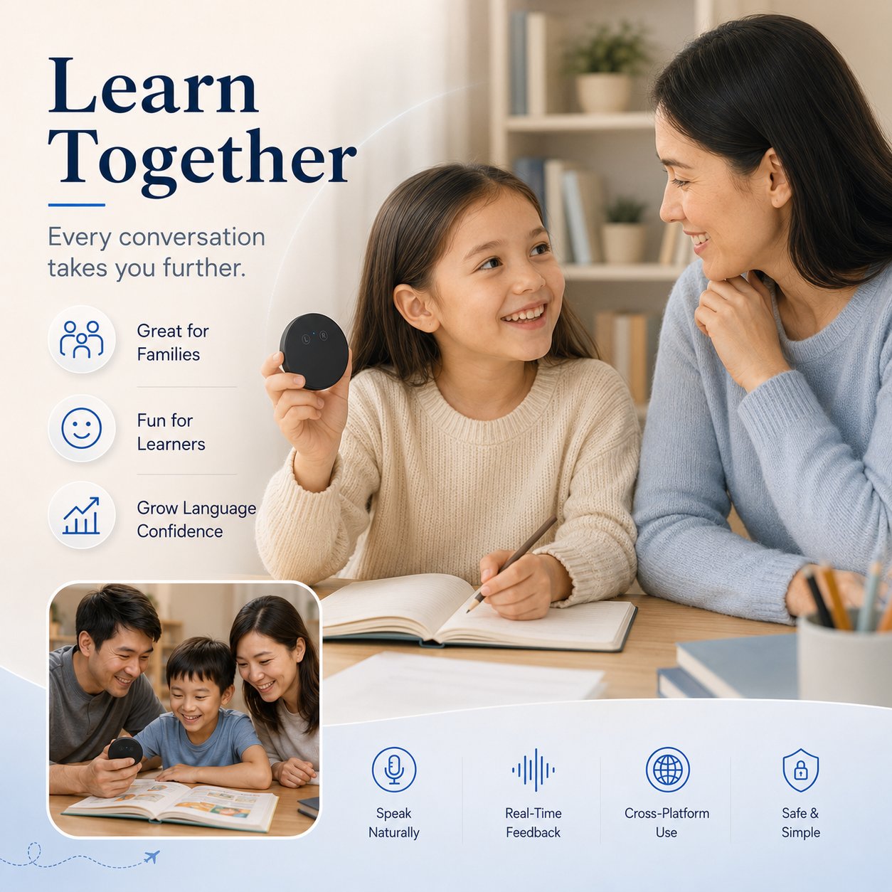 Spanish & English Practice Companion – Supports 165 Languages