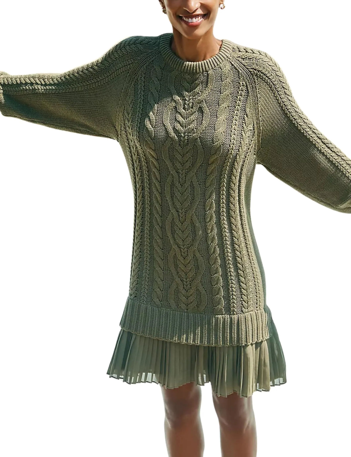 🔥 2026 Hot Sale 🔥🎁🧥Women's Round Neck Cable Knit Sweater Mini Skirt
