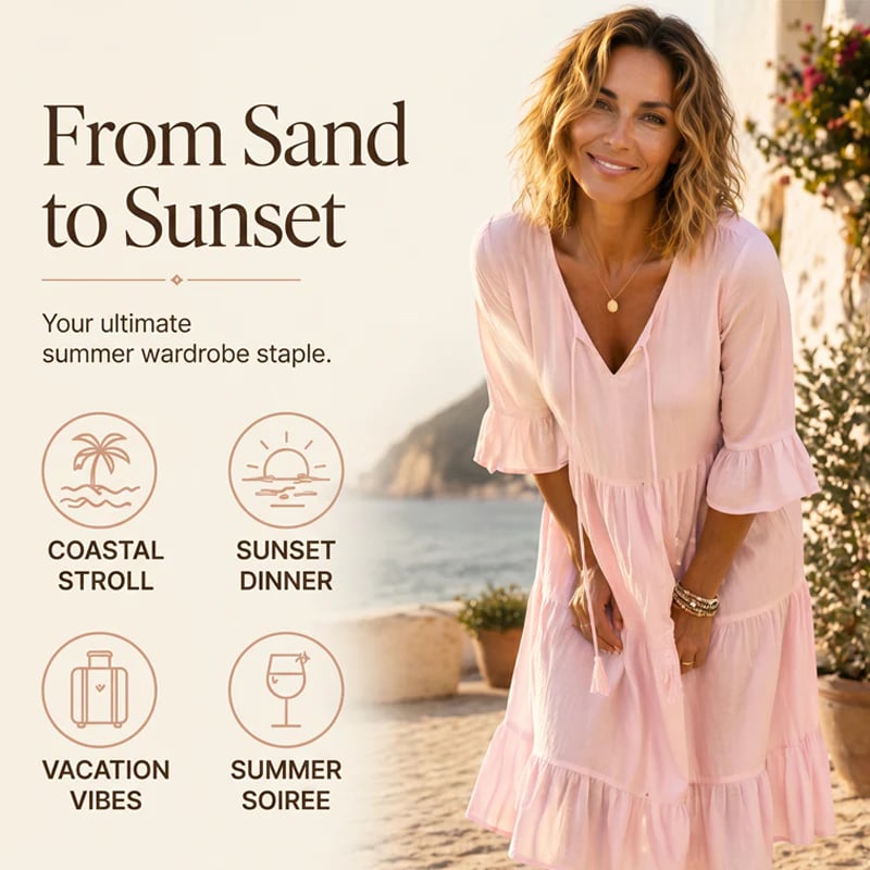 Women's Summer Tiered Tassel A-Line Dress