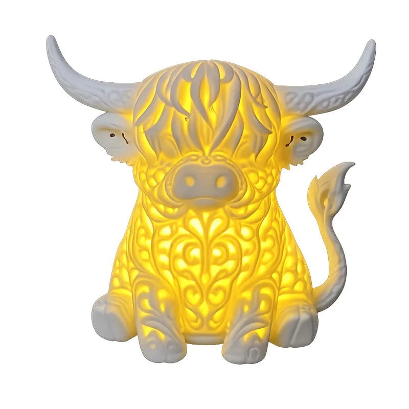 Warm Glow Highland Cow Table Lamp