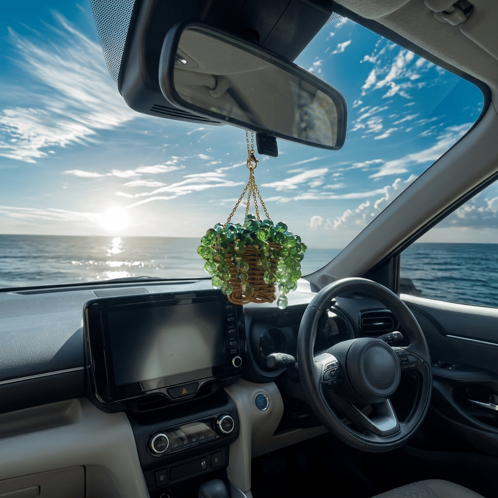 Sun-Kissed Beaded Succulent Car Charm