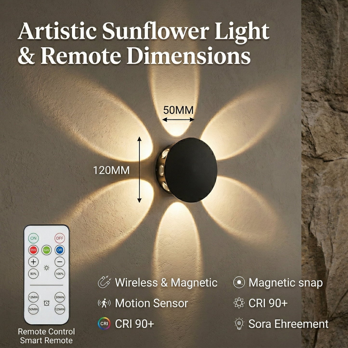 🔥2026 HOT SALE 49% OFF - Artistic Sunflower Wireless Motion Sensor Wall Light