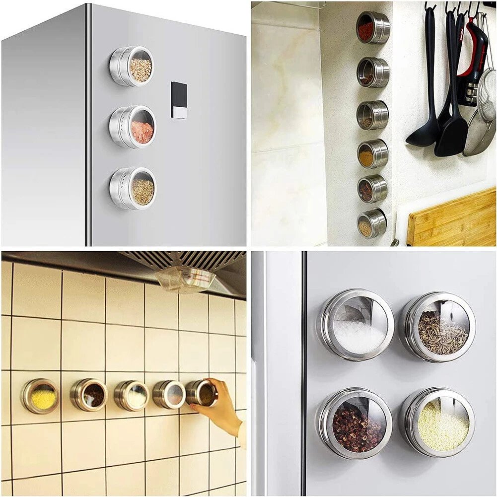 🔥🧂Stainless Steel Magnetic Spice Jars Set