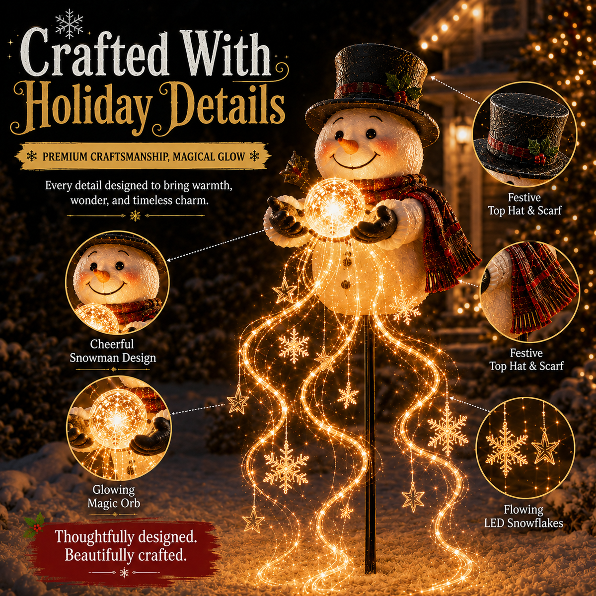 🎄 Snowman Magic Fountain™-Flowing Snowflake LED Christmas Garden Light❄️