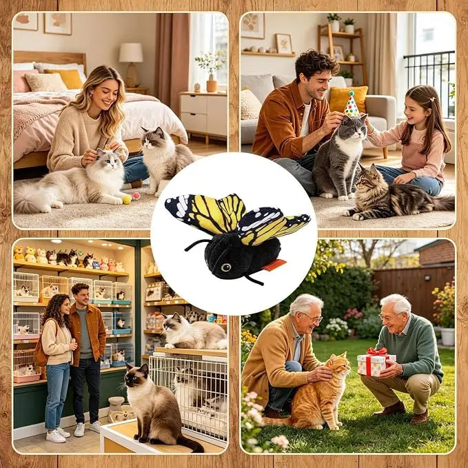 Interactive Electric Butterfly & Bluebird Cat Toy – 3 Flying Modes USB Rechargeable Teaser