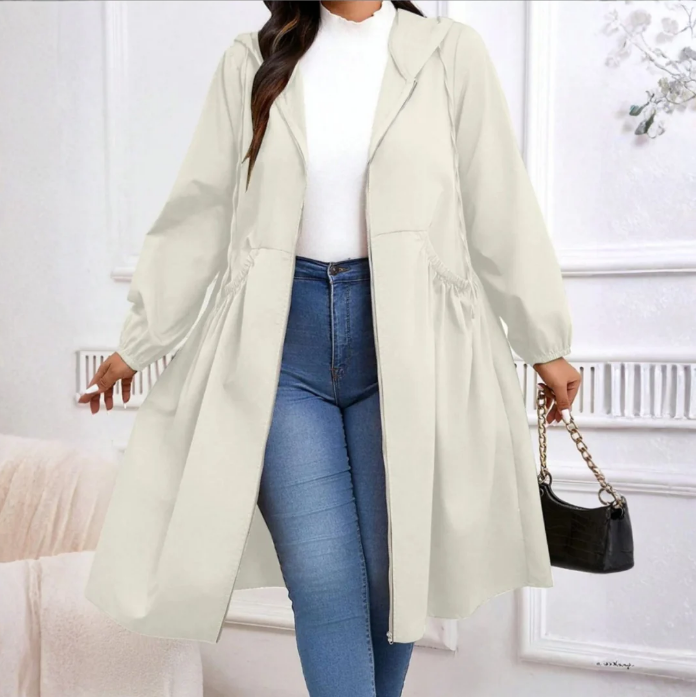 🧥Casual Plus Size Drawstring Zip-Up Long Sleeve Hooded Coat