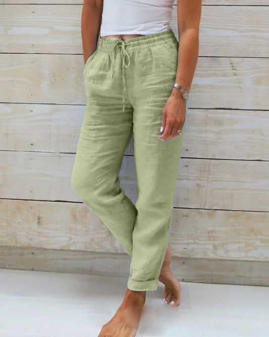 🌟Women's Elastic Waist Cotton Linen Casual Pants
