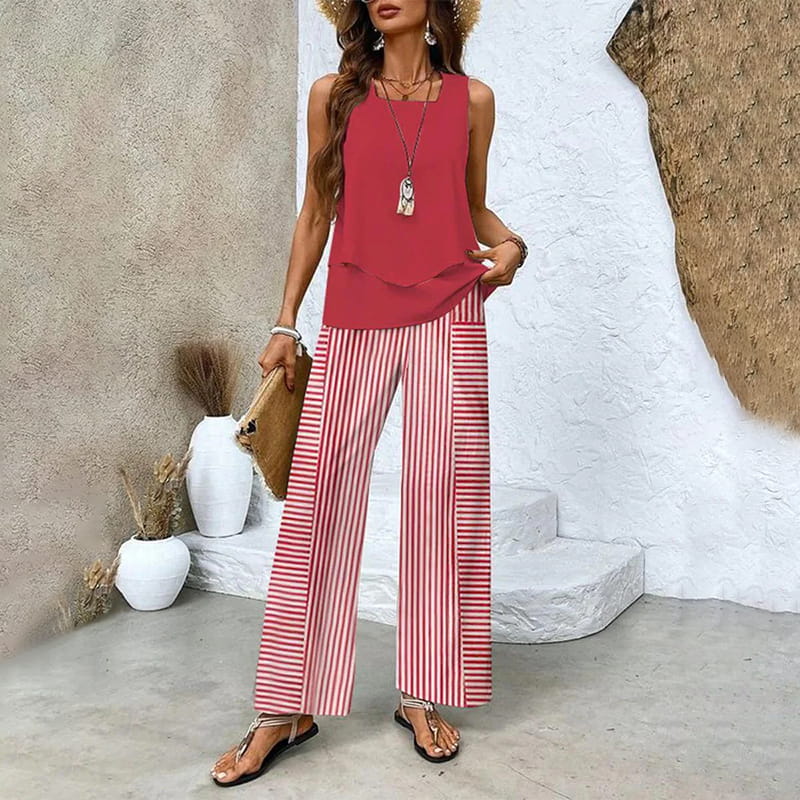 🌺Women's Trendy Print 2 Piece Outfits Sleeveless Top & Pants