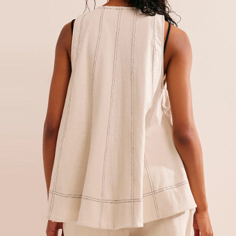 🏖️Summer Hot🌼Women's Round-Neck Tank Top & High-Waisted Shorts Set