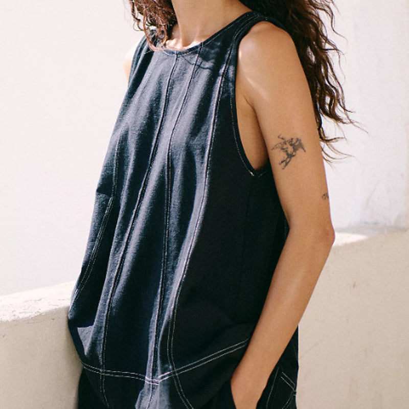 🏖️Summer Hot🌼Women's Round-Neck Tank Top & High-Waisted Shorts Set