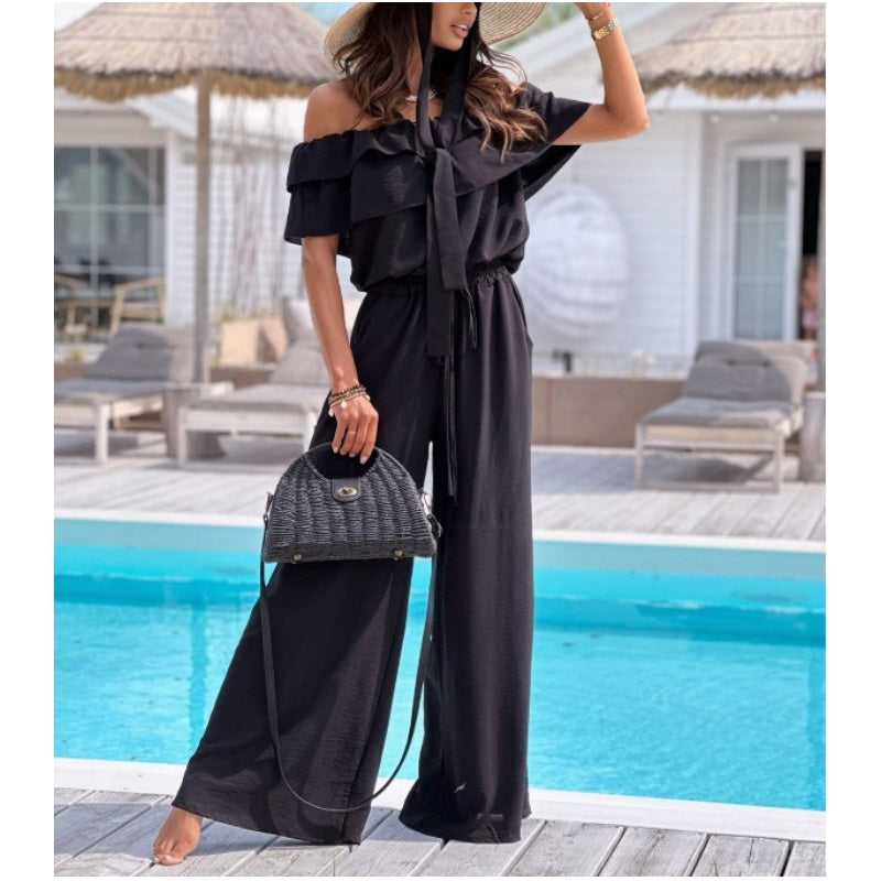 🌺 Women’s Off - Shoulder Ruffle Jumpsuit