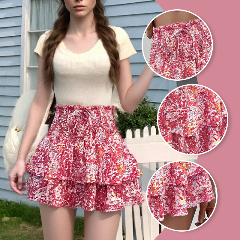 😍💕Lightweight Slimming Floral Ruffle Tiered Skirt✨