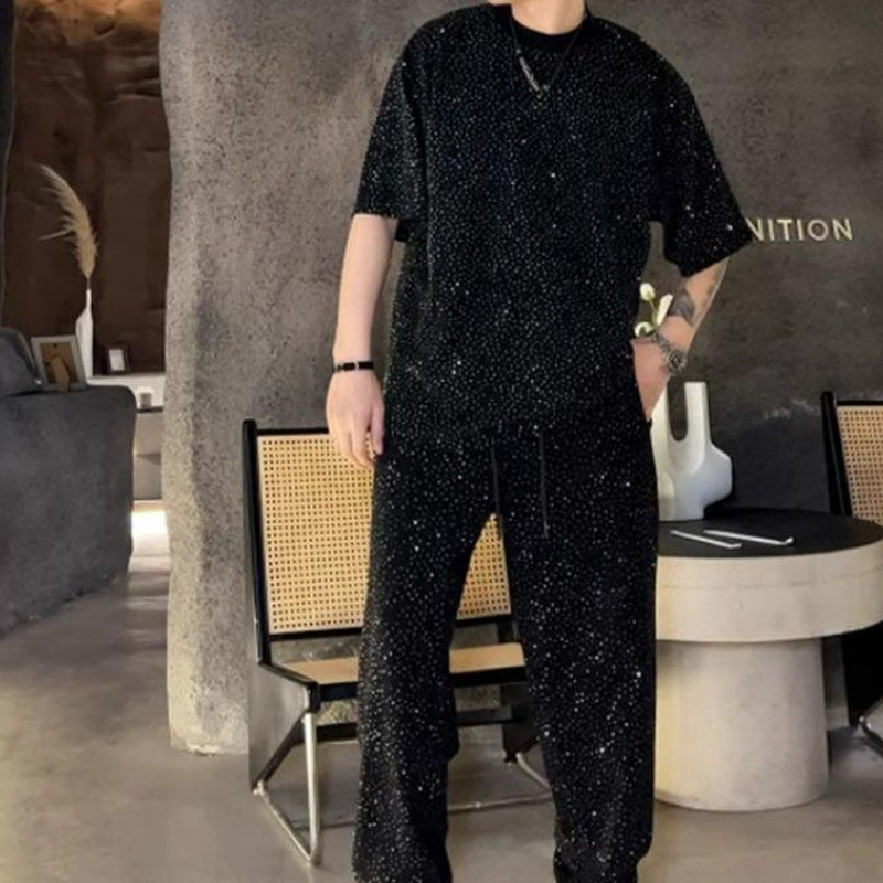 Men’s Short Sleeve Top & Wide Leg Pants 2-Piece Set