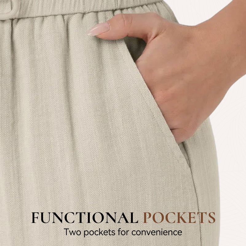 👍✨ Lightweight Linen Pants Solid Color Drawstring Casual Pants -🥰Breathable & Skin-Friendly