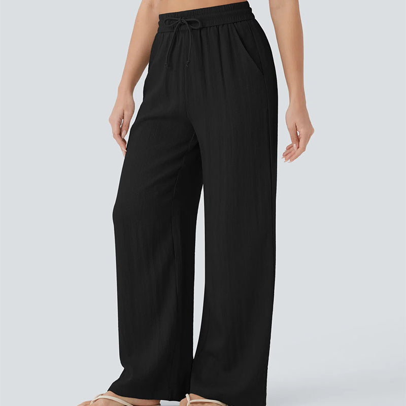 👍✨ Lightweight Linen Pants Solid Color Drawstring Casual Pants -🥰Breathable & Skin-Friendly
