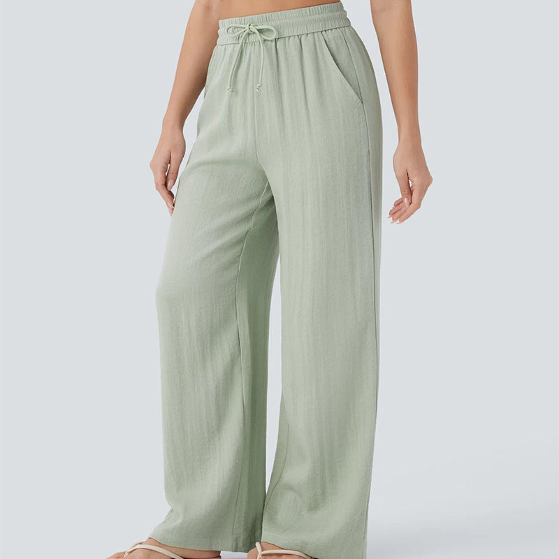 👍✨ Lightweight Linen Pants Solid Color Drawstring Casual Pants -🥰Breathable & Skin-Friendly