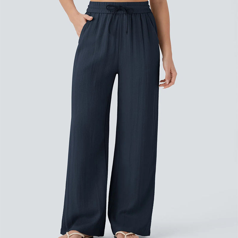 👍✨ Lightweight Linen Pants Solid Color Drawstring Casual Pants -🥰Breathable & Skin-Friendly