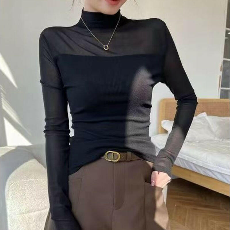 💃F🎉Women’s Mock-Neck Mesh Top