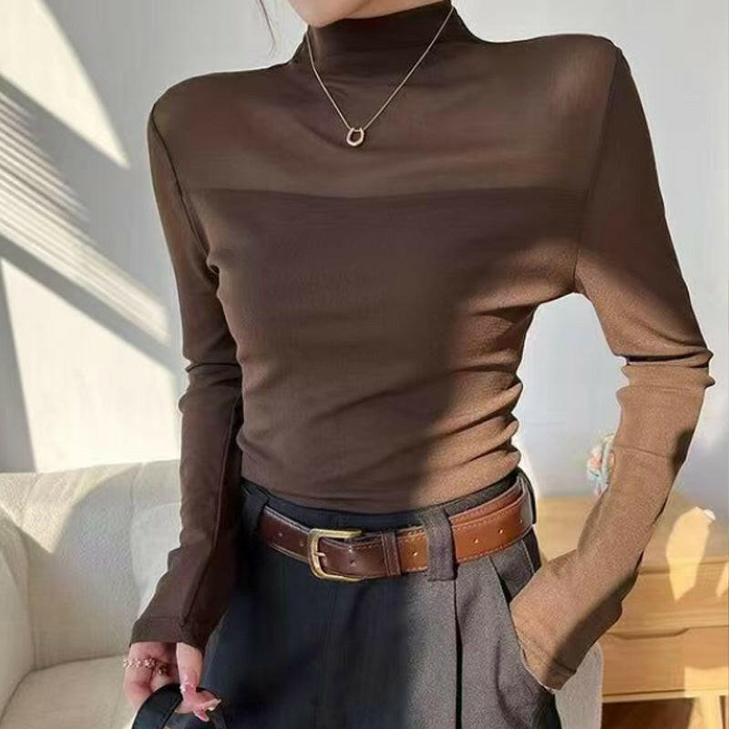 💃F🎉Women’s Mock-Neck Mesh Top