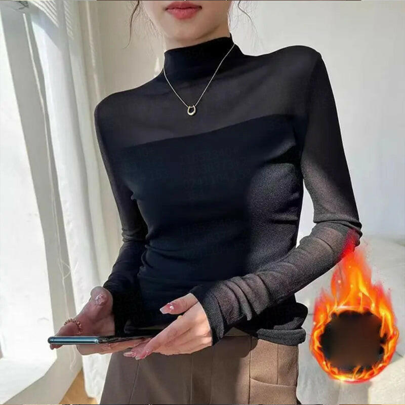 💃F🎉Women’s Mock-Neck Mesh Top