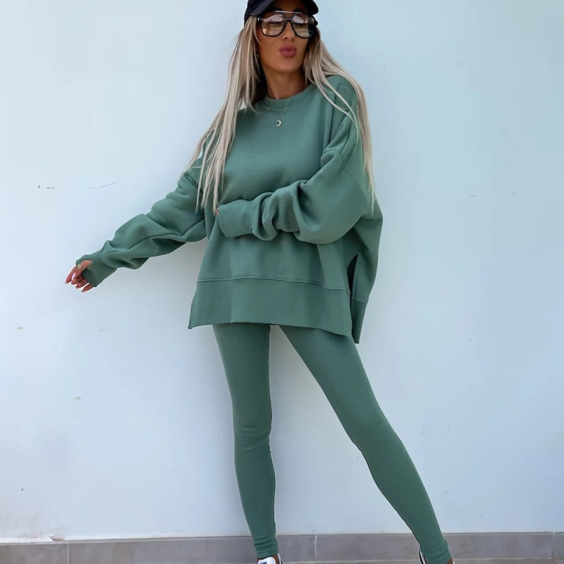 🔥Women's Long Sleeve Printed Sweatshirt and Leggings 2-piece Set