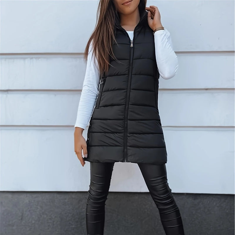 🎁💛Women’s Zip-Up Long Puffer Vest