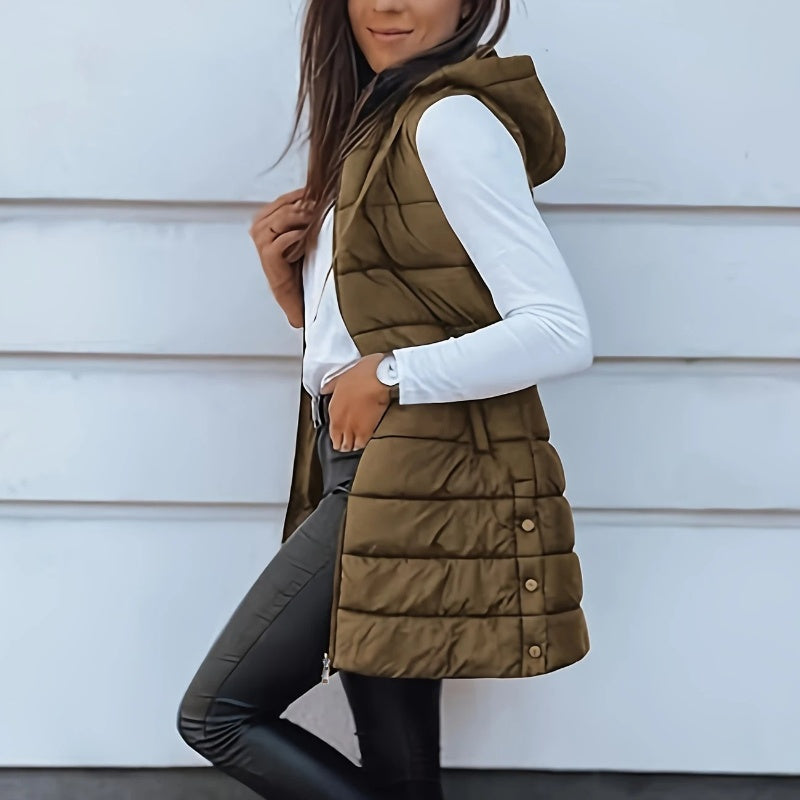 🎁💛Women’s Zip-Up Long Puffer Vest