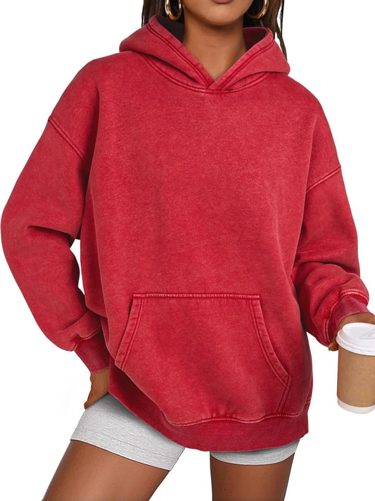 💥🎁Womens Acid Wash Hoodie Oversized Long Sleeve Fall Fashion Sweatshirts