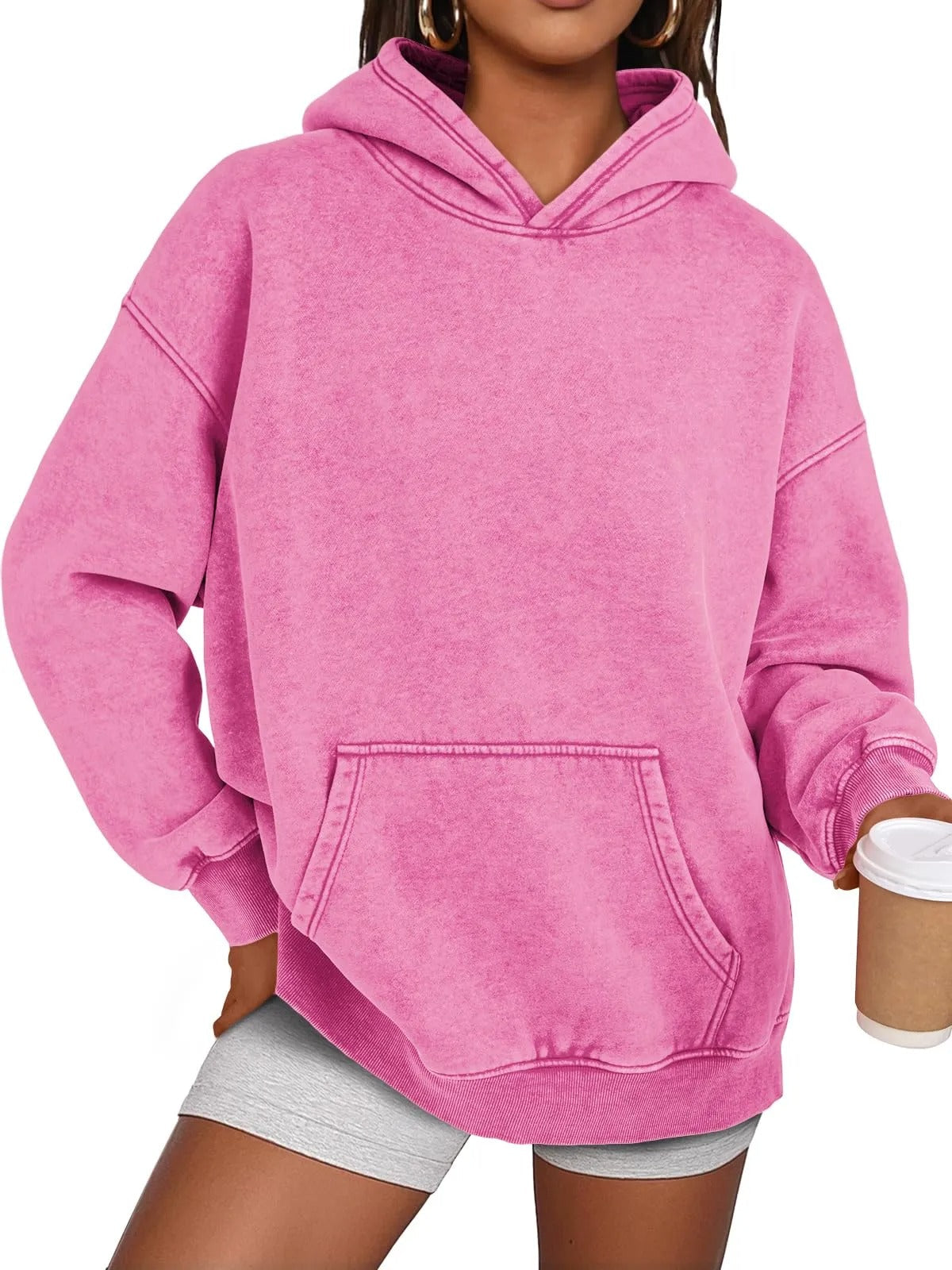 💥🎁Womens Acid Wash Hoodie Oversized Long Sleeve Fall Fashion Sweatshirts