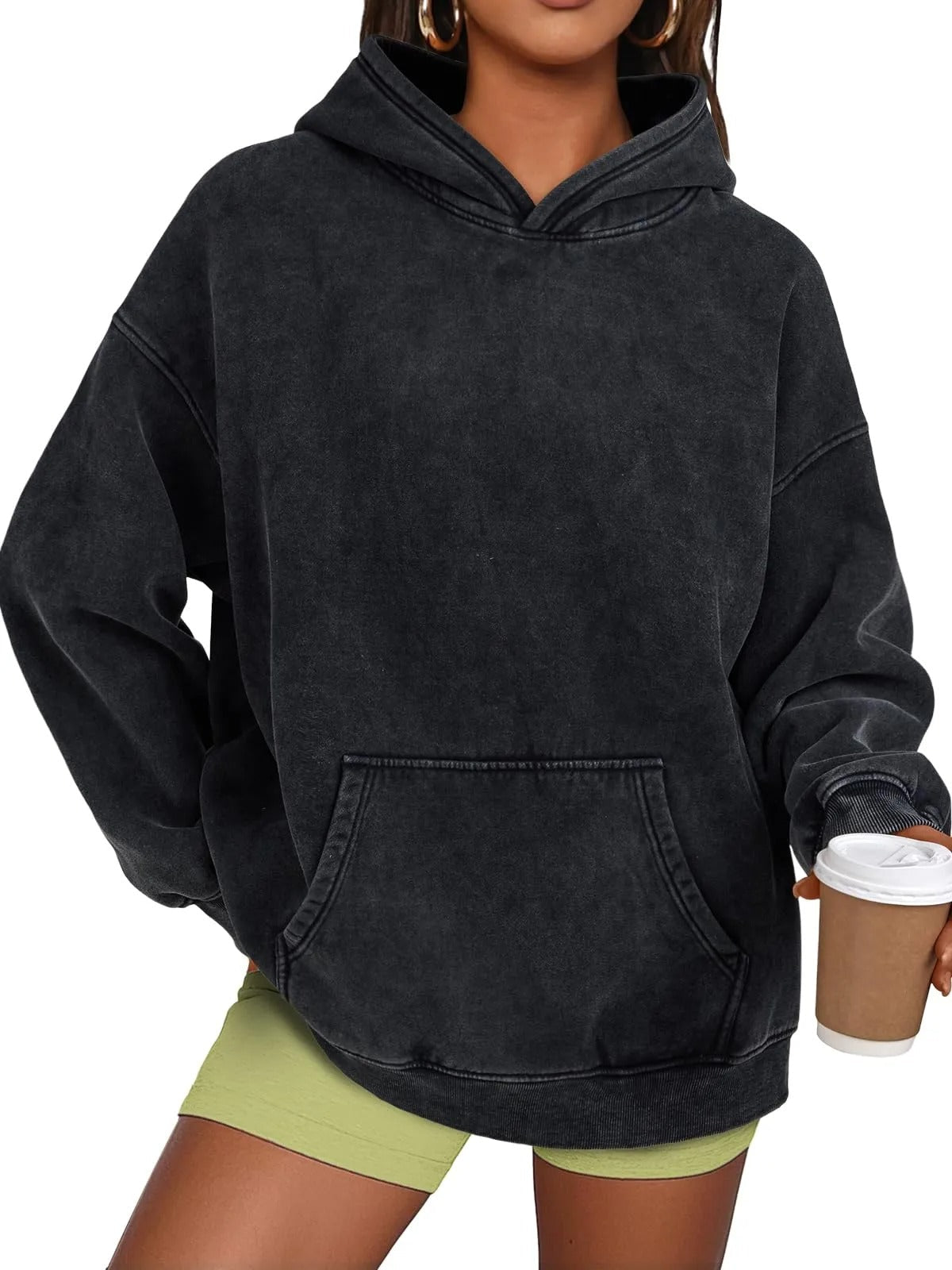 💥🎁Womens Acid Wash Hoodie Oversized Long Sleeve Fall Fashion Sweatshirts