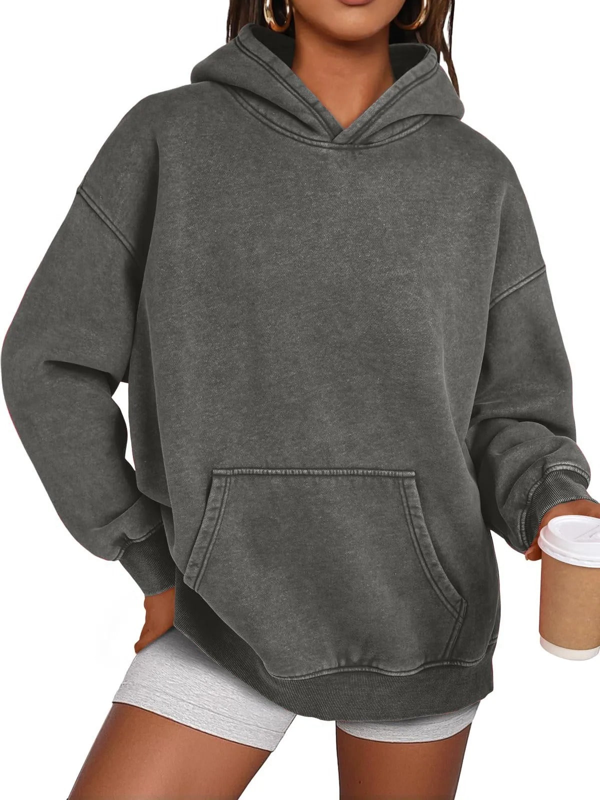 💥🎁Womens Acid Wash Hoodie Oversized Long Sleeve Fall Fashion Sweatshirts