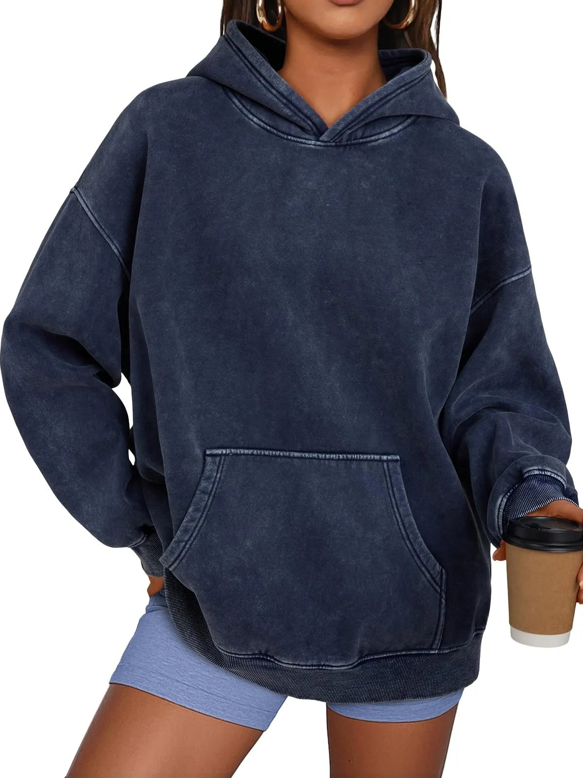💥🎁Womens Acid Wash Hoodie Oversized Long Sleeve Fall Fashion Sweatshirts