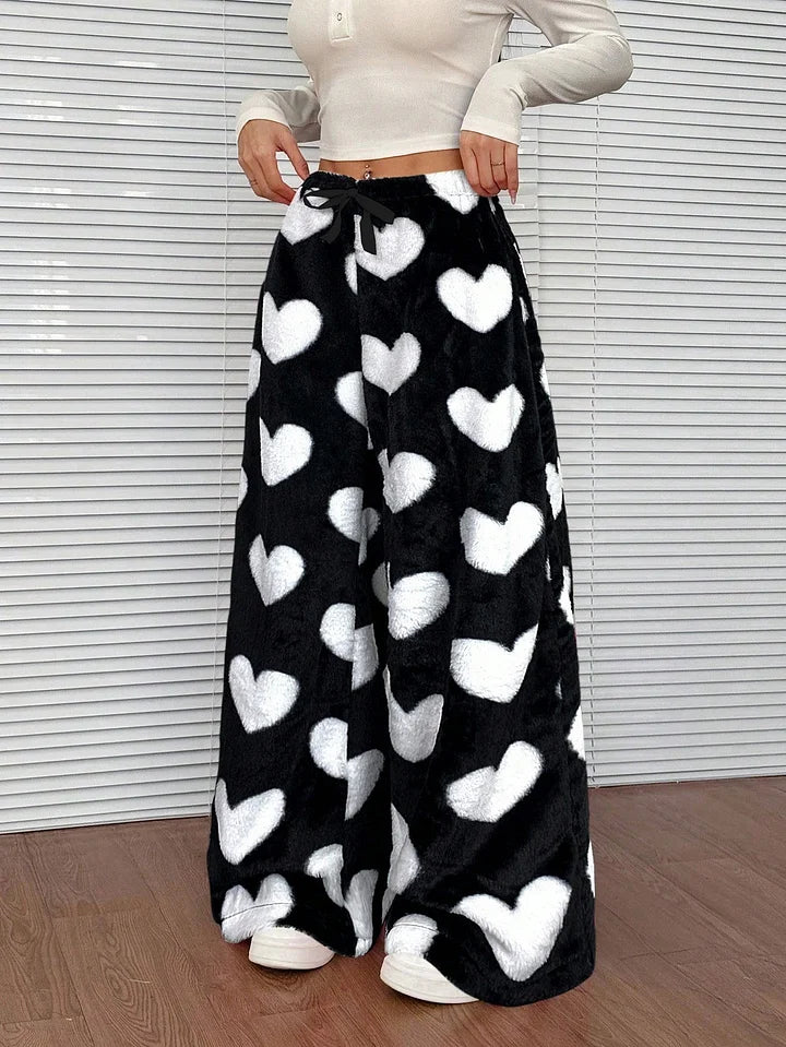 🔥Winter Vintage Plaid Elastic Straight Loose Thick Warm Casual Pants