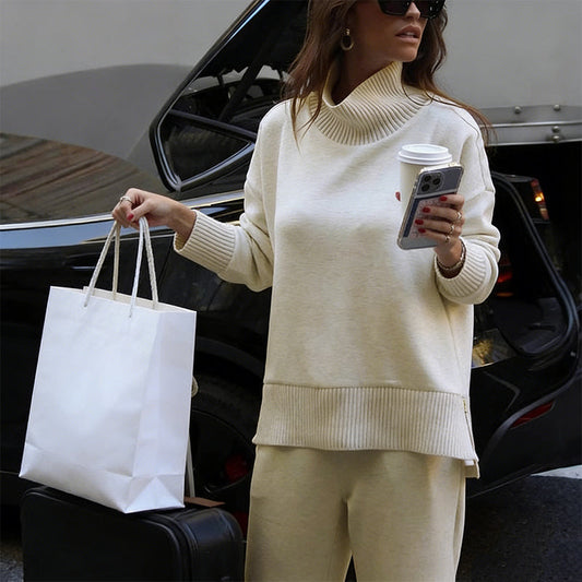🔥High-Neck Side-Zip Sweatshirt & Pants Set