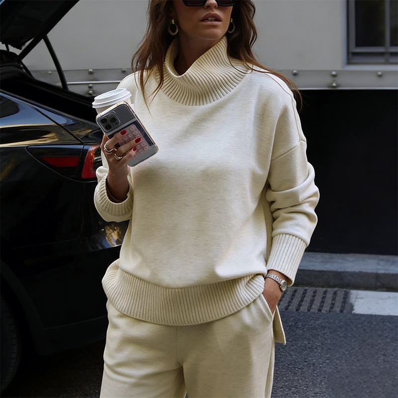 🔥High-Neck Side-Zip Sweatshirt & Pants Set
