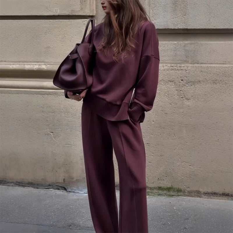 🔥High-Neck Side-Zip Sweatshirt & Pants Set