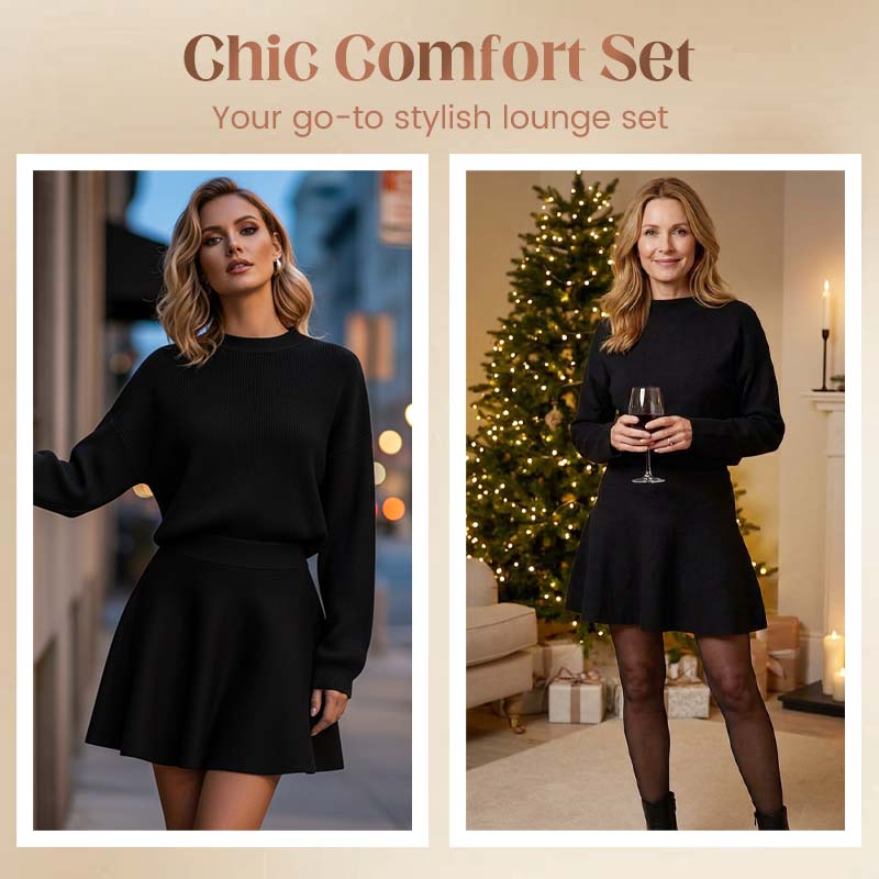 💖Women's Mock Neck Knit A-Line Mini Dress