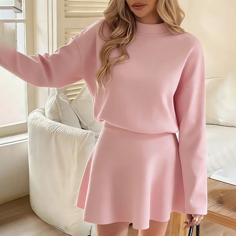 💖Women's Mock Neck Knit A-Line Mini Dress