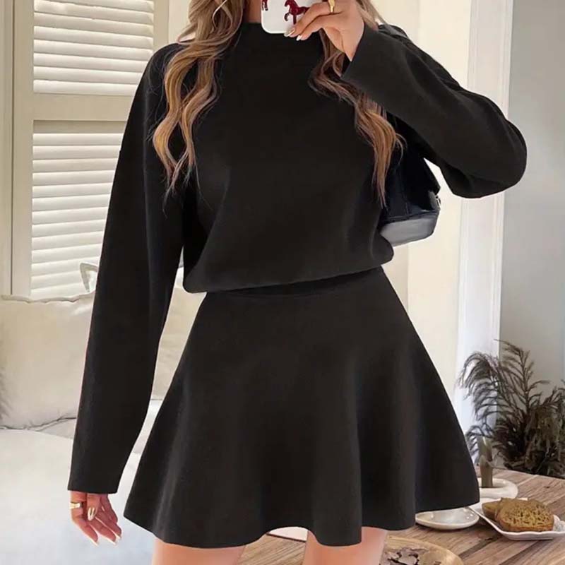 💖Women's Mock Neck Knit A-Line Mini Dress