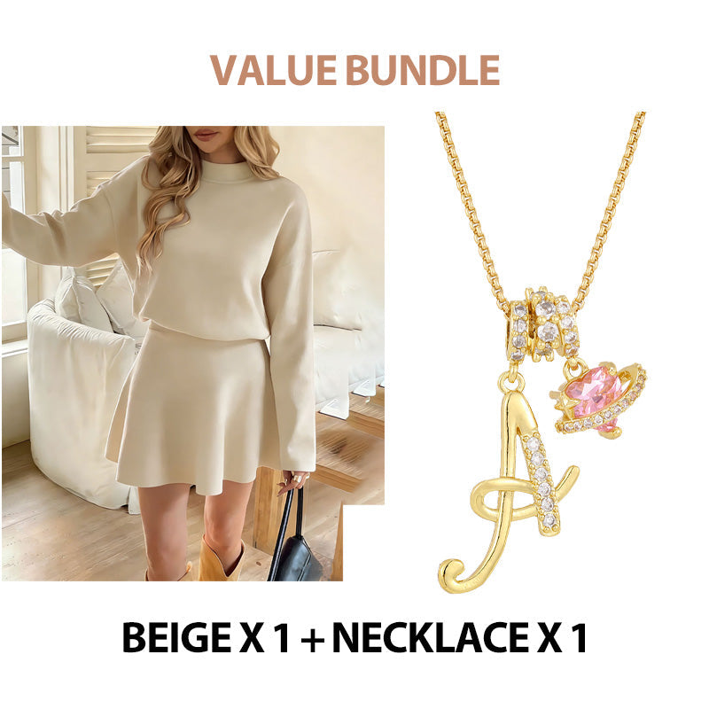 💖Women's Mock Neck Knit A-Line Mini Dress