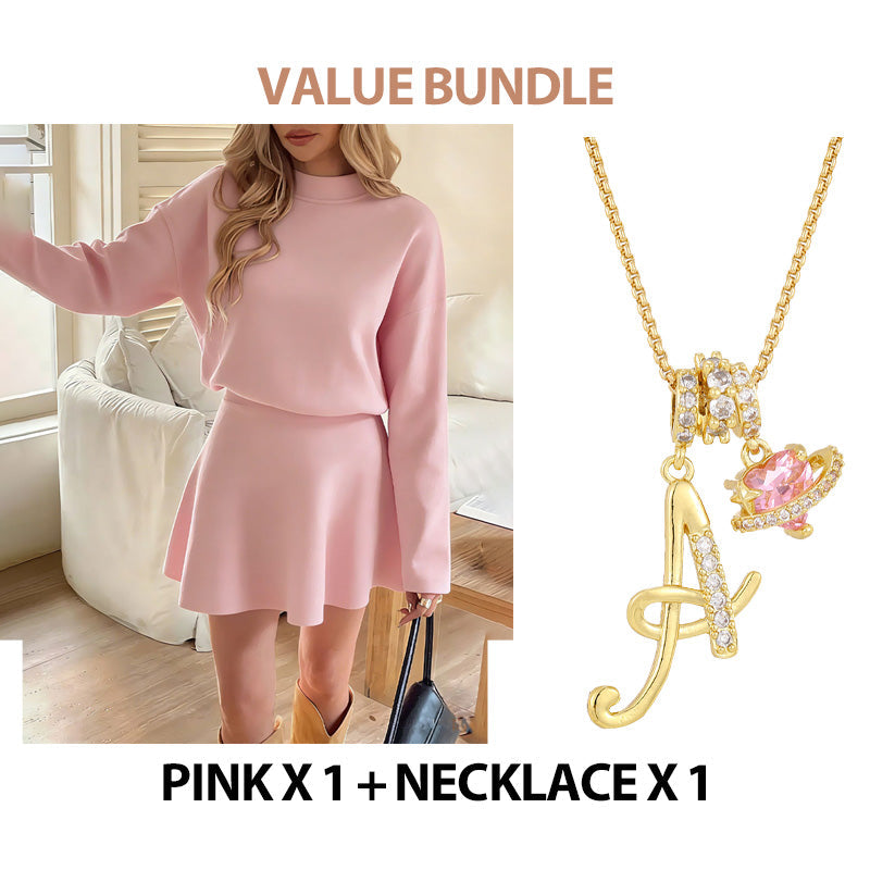 💖Women's Mock Neck Knit A-Line Mini Dress